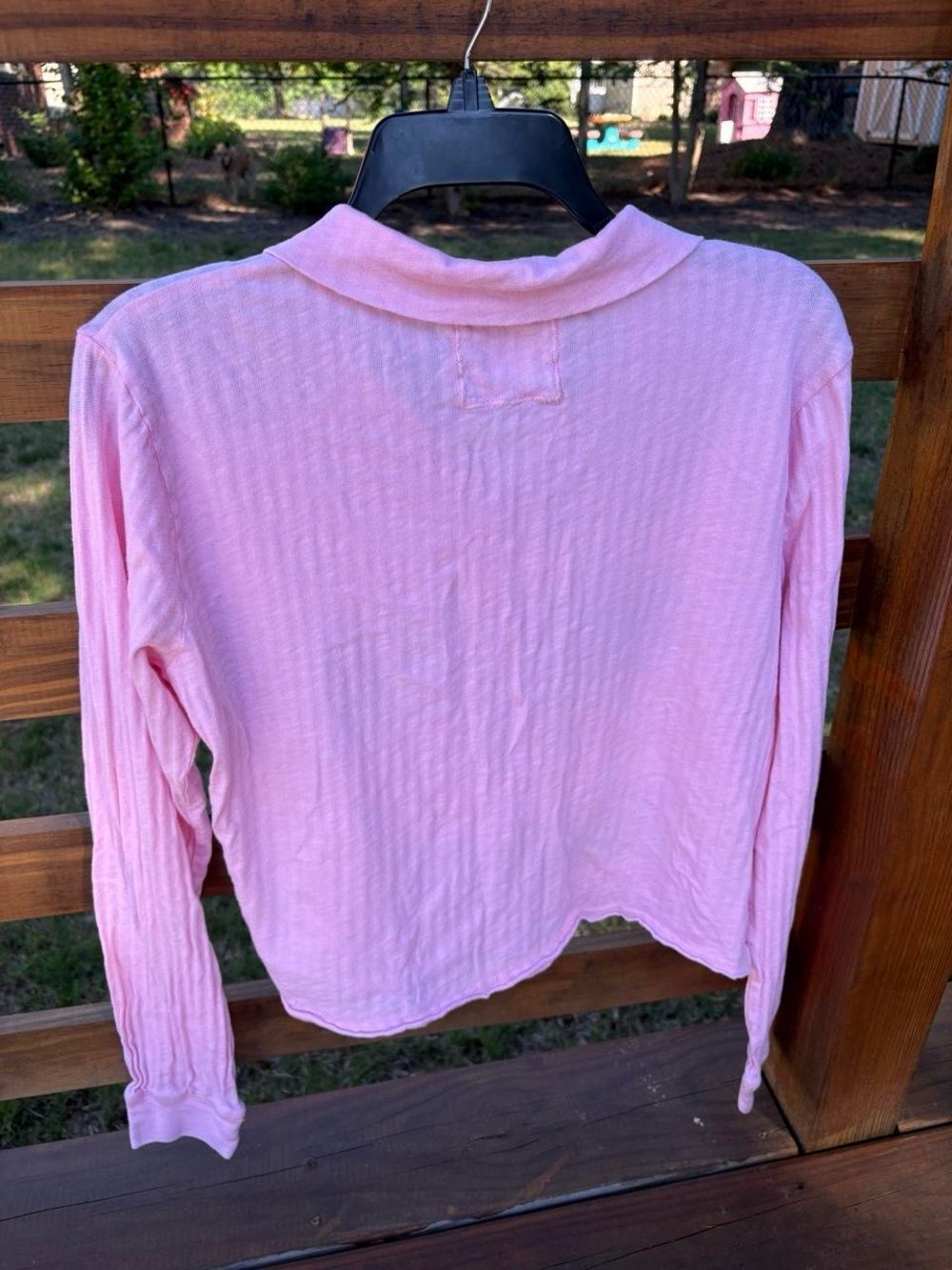 aerie Light Pink Long-Sleeve Button Polo Henley - Picture 3 of 4